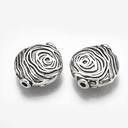Tibetan Style Alloy Beads, Cadmium Free & Lead Free, Flat Round, Antique Silver, 14.5x13.5x4.5mm, Hole: 1.6mm, about 340pcs/1000g(TIBE-31215-049AS-RS)