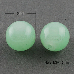 Imitation Jade Glass Beads Strands, Spray Painted, Round, Aquamarine, 6mm, Hole: 1.3~1.6mm, about 133pcs/strand, 31.4 inch(X-DGLA-S076-6mm-20)