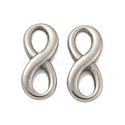 304 Stainless Steel Connector Charms, Infinity Link, Stainless Steel Color, 18x8x2mm, Hole: 6x3mm(STAS-O004-02P)