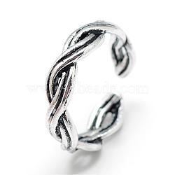 Adjustable Alloy Cuff Finger Rings, Size 7, Antique Silver, 17mm(RJEW-S038-026)