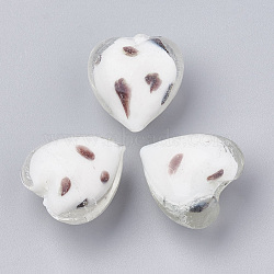 Handmade Lampwork Beads, Heart, White, 20~21x20~20.5x13.5~14.5mm, Hole: 1.5mm(X-LAMP-S188-05C)