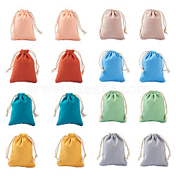 Magibeads 40Pcs 8 Colors Polycotton Canvas Packing Pouches, Reusable Muslin Bag Natural Cotton Bags with Drawstring Produce Bags Bulk Gift Bag Jewelry Pouch for Party Wedding Home Storage, Mixed Color, 12x9cm, 5pcs/color(ABAG-MB0001-07)