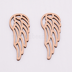 Unfinished Wood Filigree Joiners Links, Laser Cut Wood Shapes, Wing, for DIY Crafts and Jewelry Making, Tan, 55.5x22x2.5mm, 10pcs/set(WOOD-WH0099-10B)