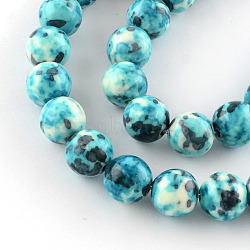 Dyed Natural Ocean White Jade Round Bead Strands, Turquoise, 4mm, Hole: 1mm, about 92pcs/strand, 15.7 inch(G-R295-4mm-04)
