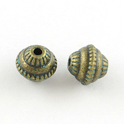 Bicone Zinc Alloy Beads, Cadmium Free & Lead Free, Antique Bronze & Green Patina, 8x7mm, Hole: 2mm(X-PALLOY-R065-193-LF)