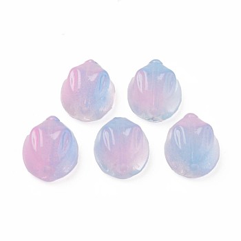 Two Tone Transparent Spray Painted Glass Beads, Rabbit, Light Sky Blue, 14x12x8mm, Hole: 1.4mm