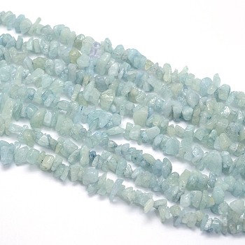 Natural Aquamarine Beads Strands, Chips, 5~8x5~8mm, Hole: 1mm, about 31.5 inch