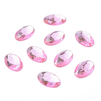 Imitation Taiwan Acrylic Rhinestone Cabochons, Faceted, Flat Back Oval, Pearl Pink, 30x20x5mm, about 100pcs/bag