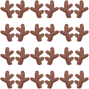 100Pcs 2 Styles Christmas Theme Ornament Accessories, for DIY Costume, Antler, Coconut Brown, 34x25.5x4mm, 50pcs/style