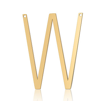 201 Stainless Steel Links connectors, Letter, Golden, Letter.W,37x30x1mm, Hole: 1mm