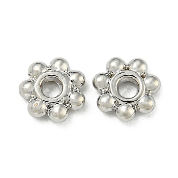 Rack Plating Zinc Alloy Spacer Beads, Long-Lasting Plated, Flower, Platinum, 6x1.5mm, Hole: 1.5mm