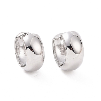 Brass Thick Hoop Earrings for Women, Platinum, 17x18x8mm, Pin: 1mm