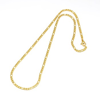 Ion Plating(IP) 304 Stainless Steel Figaro Chain Necklace Making, Golden, 17.91 inch(45.5cm), 3mm
