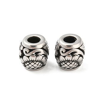 316 Surgical Stainless Steel  Beads, Flower, Antique Silver, 9x9.5mm, Hole: 4mm