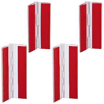 4Pcs 2 Styles Acrylic Self Adhesive Hinge, Rectangle, Red, 64.5~75x39~44x6mm, 2pcs/style
