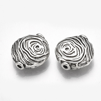 Tibetan Style Alloy Beads, Cadmium Free & Lead Free, Flat Round, Antique Silver, 14.5x13.5x4.5mm, Hole: 1.6mm, about 340pcs/1000g
