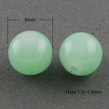 Imitation Jade Glass Beads Strands, Spray Painted, Round, Aquamarine, 6mm, Hole: 1.3~1.6mm, about 133pcs/strand, 31.4 inch