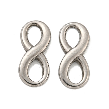 Non-Tarnish 304 Stainless Steel Connector Charms, Infinity Link, Stainless Steel Color, 18x8x2mm, Hole: 6x3mm