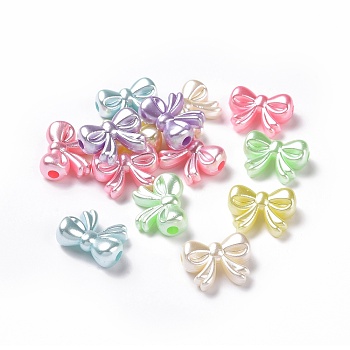 Imitation Pearl Acrylic Beads, Bowknot, Mixed Color, 15.3x19.6x8mm, Hole: 3.3mm