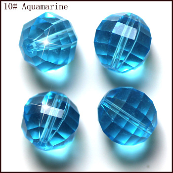 Imitation Austrian Crystal Beads, Grade AAA, Faceted, Round, Deep Sky Blue, 6mm, Hole: 0.7~0.9mm