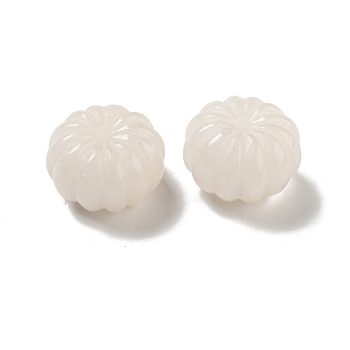 Natural White Jade Beads, Pumpkin, 25x15~16mm, Hole: 3.5mm
