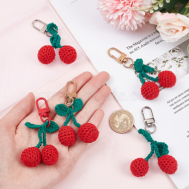 6Pcs 3 Colors Cherry Wool Knitting Pendant Decorations(HJEW-CP0001-06)-3