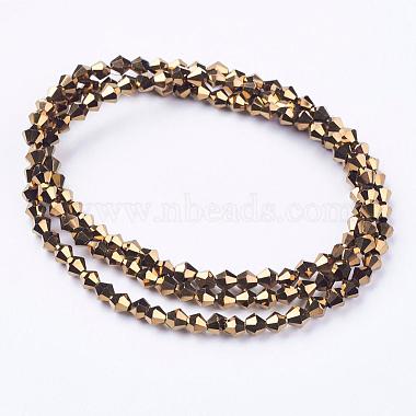 1 Strand Faceted Bicone Full Copper Plated Glass Beads Strands(X-EGLA-J026-3mm-F16)-3