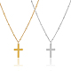 2pcs 2 couleurs 304 collier pendentif croix en acier inoxydable avec chaînes satellites(NJEW-FI0001-48)-1