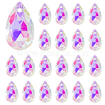 50Pcs Glass Faceted Teardrop Beads, Top Drilled, Clear AB, 22x13x7.5mm, Hole: 1.8mm(FIND-FH0016-62)