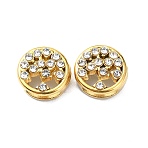 Ion Plating(IP)  304 Stainless Steel Slide Charms, with Rhinestone, Real 18K Gold Plated, Tree, 10.5x5mm, Hole: 2.2x6.5mm(STAS-C089-06C-G)