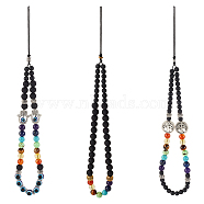Gemstone & Alloy & Resin Beaded Evil Eye Mobile Straps, Nylon Cord Mobile Accessories Decoration, Hamsa Hand/Hand of Miriam & Tree of Life, Mixed Color, 25cm, 3 style, 1pc/style, 3pcs/set(HJEW-AB00348)