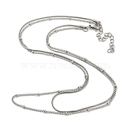 304 Stainless Steel Double-Layer Necklace, Satellite & Snake Chains Necklace, Stainless Steel Color, 15.16 inch(38.5cm)(NJEW-Q321-01P)