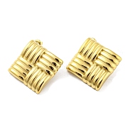 304 Stainless Steel Stud Earrings, Rhombus, Real 14K Gold Plated, 40.5x30mm(EJEW-M233-12G)