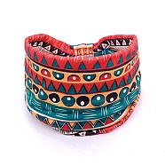 Polyester Boho Stretch Wide Knot Turban Headband, Yoga Head Wraps Elastic Headband for Women and Girls, Teal, 240x150mm(PW-WG30577-06)