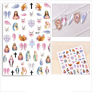 Nail Art Stickers Decals, Self Adhesive, for Nail Tips Decorations, Cat Pattern, 10x8cm(RELI-PW0001-092E)