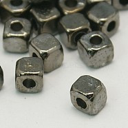 Tibetan Style Alloy Spacer Beads, Lead Free & Cadmium Free & Nickel Free, Cube, Gunmetal, about 4mm long, 4mm wide, 4mm thick, hole: 1.5mm(K0NP1052)