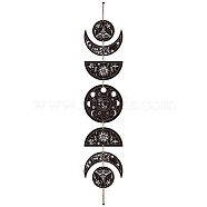 Moon Phase Wood Hanging Wall Decorations, with Cotton Thread Tassels, for Home Wall Decorations, Moon Phase Pattern, 72.5cm(HJEW-WH0054-010)