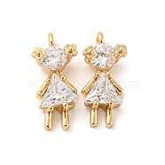 Brass Micro Pave Cubic Zirconia Pendants, Long-Lasting Plated, Girl, Golden, 15.5x7x4mm, Hole: 1mm(KK-P250-18G)