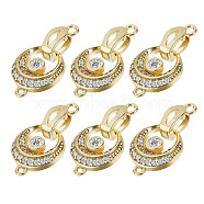  6Pcs Brass Fold Over Clasp with Crystal Rhinestone, Crescent Moon, Golden, moon: 16.5x14x3.5mm, hole: 1.5mm, clasp: 12.5x4.5x5mm, hole: 1.8mm,(KK-CA0002-69A)