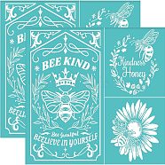 Self-Adhesive Silk Screen Printing Stencil, for Painting on Wood, DIY Decoration T-Shirt Fabric, Turquoise, Rectangle, Bees Pattern, 22x28cm(DIY-WH0338-027)