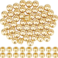 80Pcs Brass Beads, Grooved Beads, Column, Real 14K Gold Plated, 4x2.8mm, Hole: 1.5mm(KK-BBC0013-06)