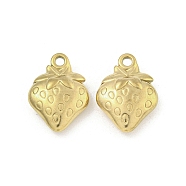 Ion Plating(IP) 304 Stainless Steel Charms, Strawberry Charm, Real 18K Gold Plated, 15x11x4mm, Hole: 1.5mm(STAS-I307-540G)