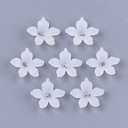 5-Petal Transparent Acrylic Bead Caps, Frosted, Flower, Clear, 20x21.5x5mm, Hole: 1.2mm(X-FACR-T001-08)