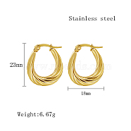 Stainless Steel Hoop Earrings for Women, Real 18K Gold Plated, Twist, 23x18mm(QX9021-10)