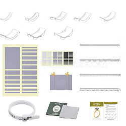 EVA Plastic Ring Size Adjustment Stickers Set, with Spiral Cord, Finger Size Gauge, Silver Polishing Cloth, Rectangle, Clear, Sticker: 3~45.5x32mm, 3 colors, 19pcs/color, 57pcs/set(FIND-PW0021-15A)