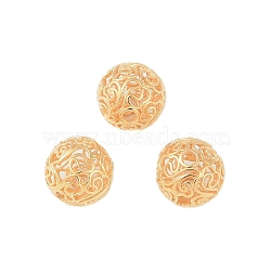 925 Sterling Silver Beads, Hollow, Round, Real 18K Gold Plated, 8mm, Hole: 1.5mm(STER-P060-25G)