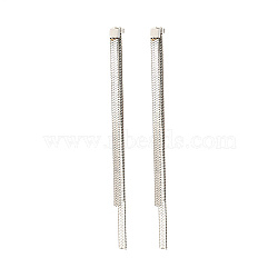 Non-Tarnish 304 Stainless Steel Stud Earrings, Tassel Earrings, Stainless Steel Color, 90x4mm(QT8016-2)