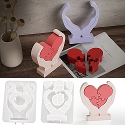 Valentine's Day Silicone Molds, Decoration Molds, Gesso Resin Casting Molds, White, Heart, 185x135x32mm, Inner Diameter: 25.5~126x42~115mm(DIY-K073-23)