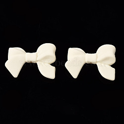 Spray Painted CCB Plastic Beads, Bowknot, White, 24x33x7.5mm, Hole: 1.6mm(CCB-Q091-008G)