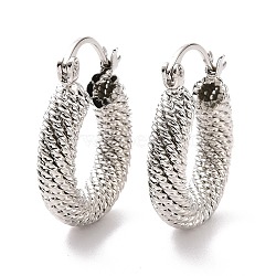 Brass Chunky Hoop Earrings for Women, Cadmium Free & Lead Free, Platinum, 23x19.5x15mm, Pin: 0.9mm(EJEW-A072-21P)